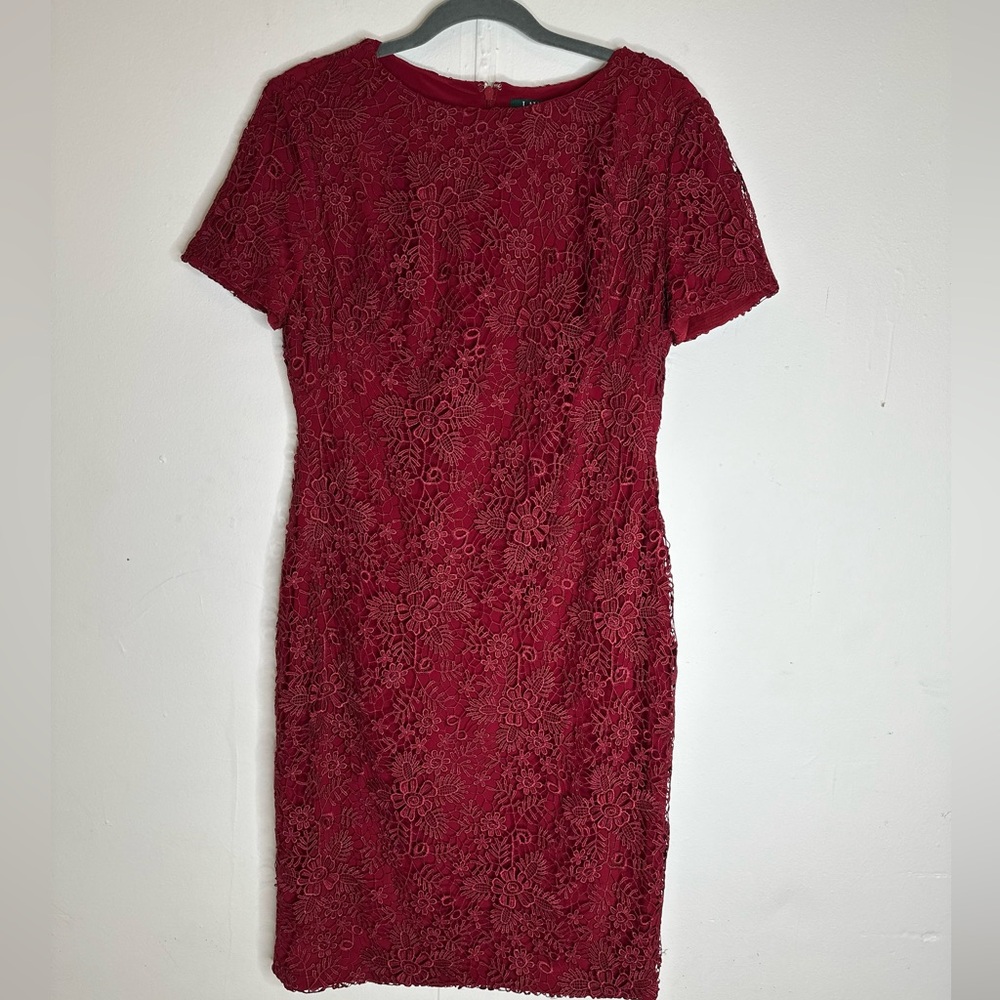 Ralph Lauren Floral Scalloped Lace Dress Size 10